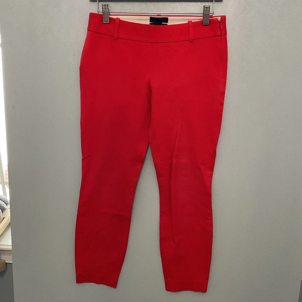 J. Crew Minnie Pants Red‎ Size 00 Cropped Ankle Slim Fit